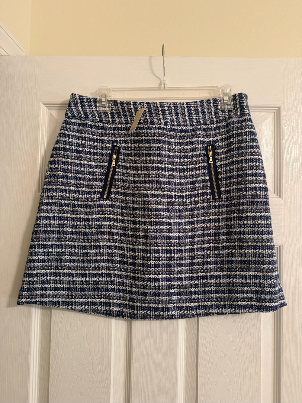 LOFT Navy and White Tweed A-Line Mini Skirt
